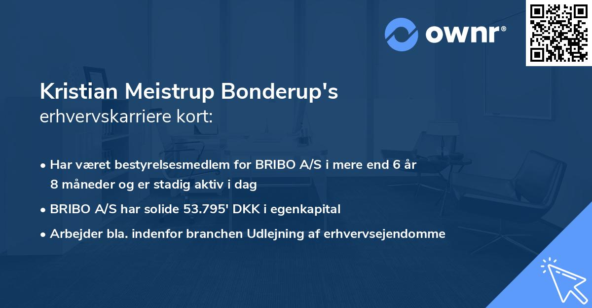 Kristian Meistrup Bonderup's erhvervskarriere kort