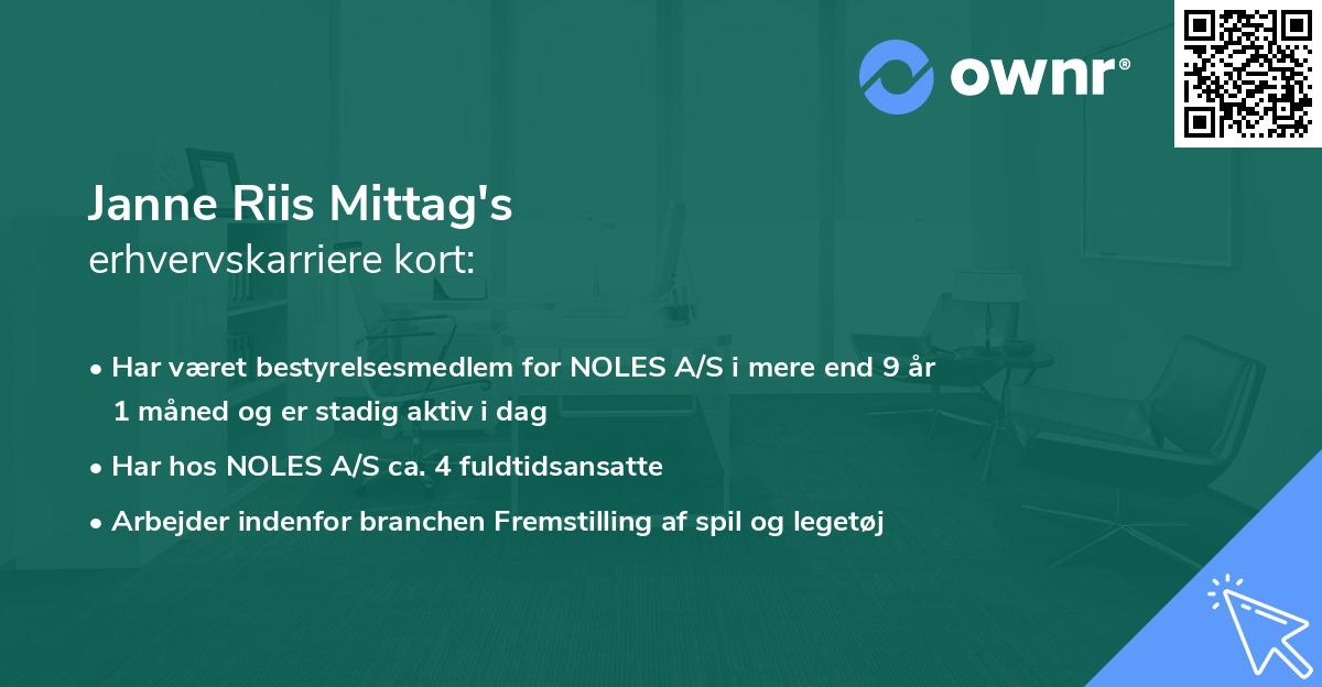 Janne Riis Mittag's erhvervskarriere kort