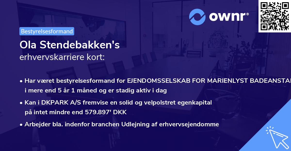 Ola Stendebakken's erhvervskarriere kort