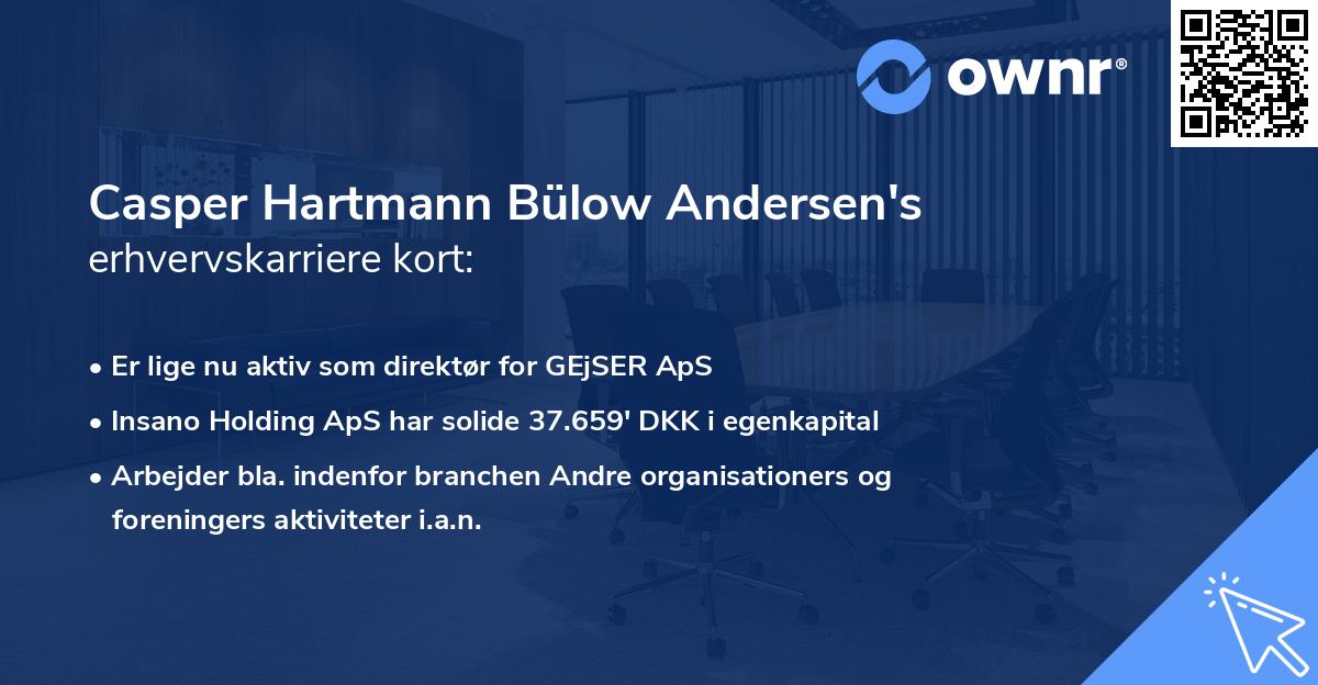 Casper Hartmann Bülow Andersen's erhvervskarriere kort