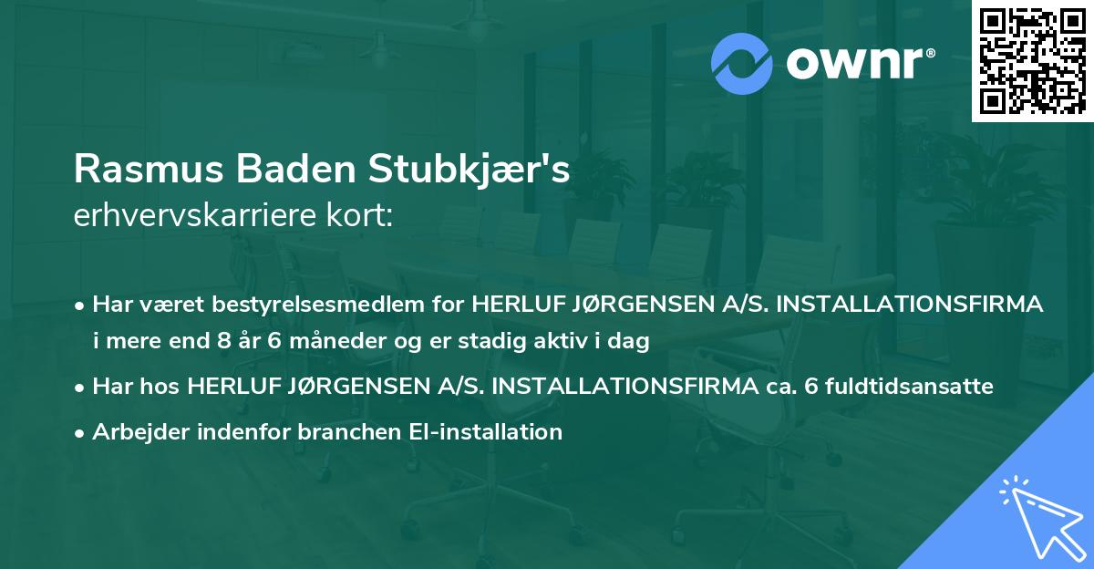 Rasmus Baden Stubkjær's erhvervskarriere kort