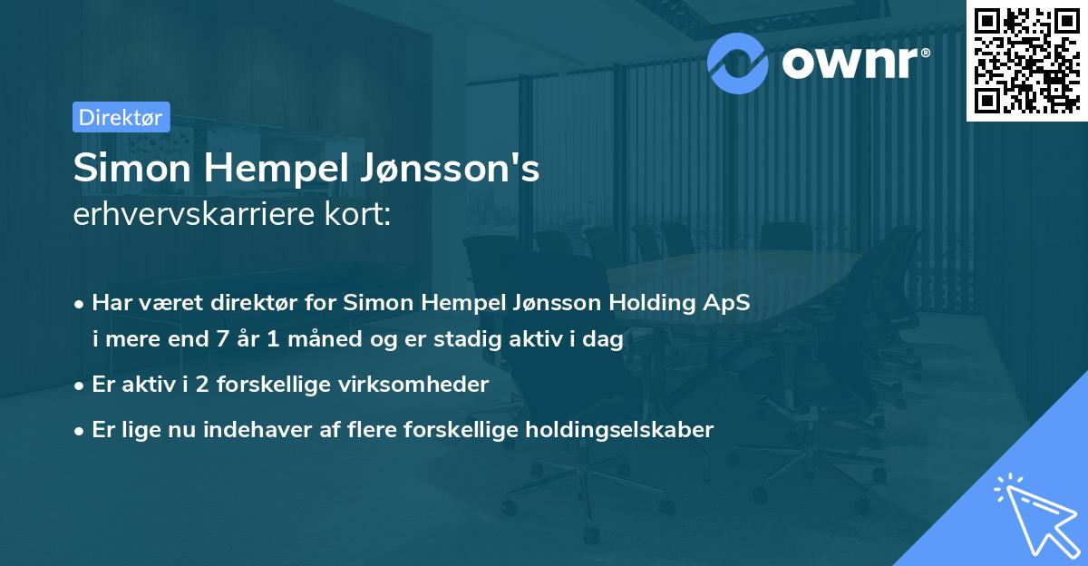 Simon Hempel Jønsson's erhvervskarriere kort