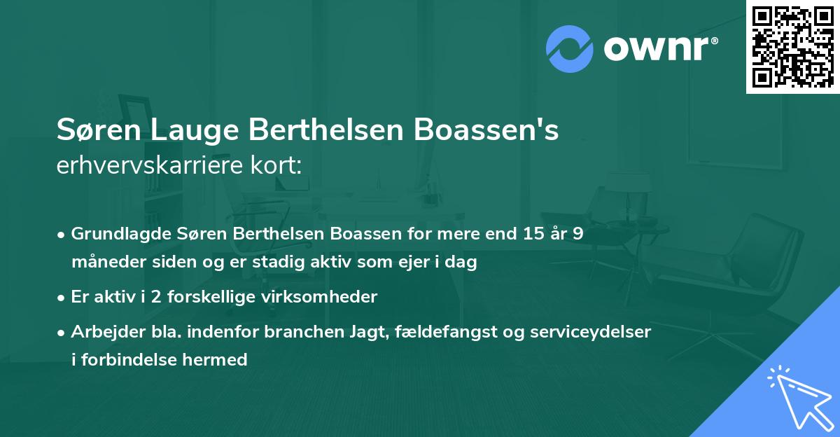 Søren Lauge Berthelsen Boassen's erhvervskarriere kort