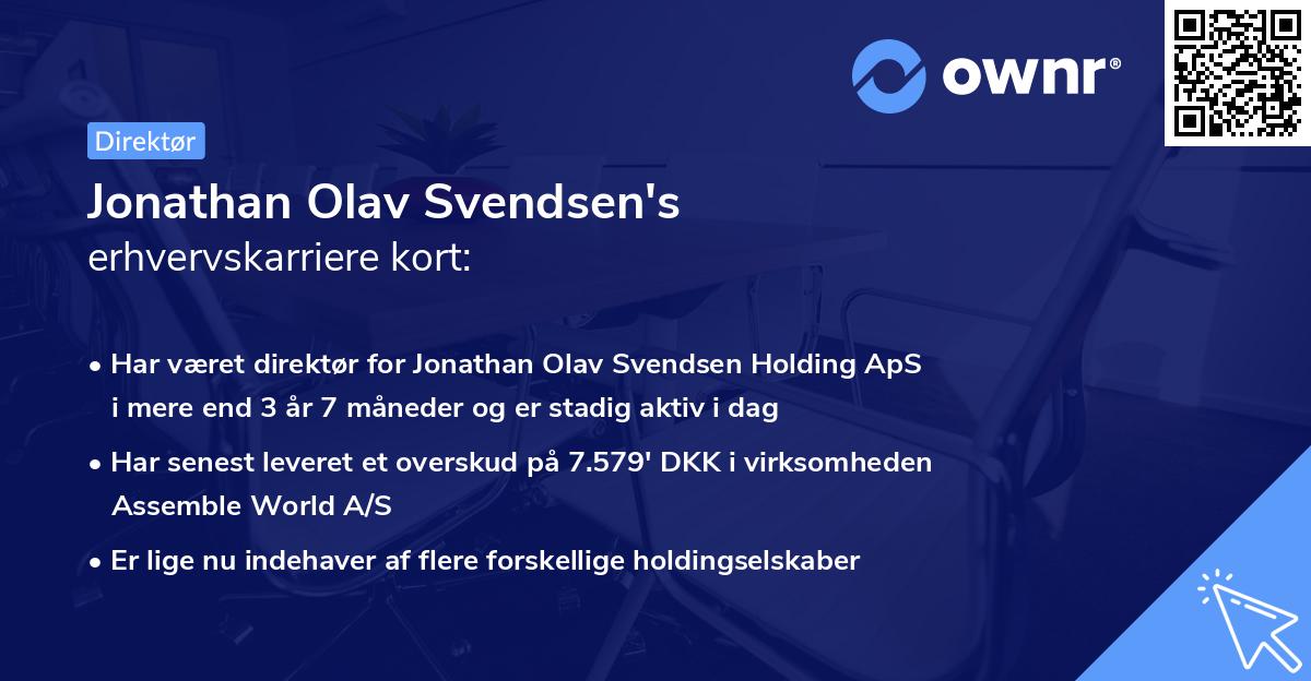 Jonathan Olav Svendsen's erhvervskarriere kort