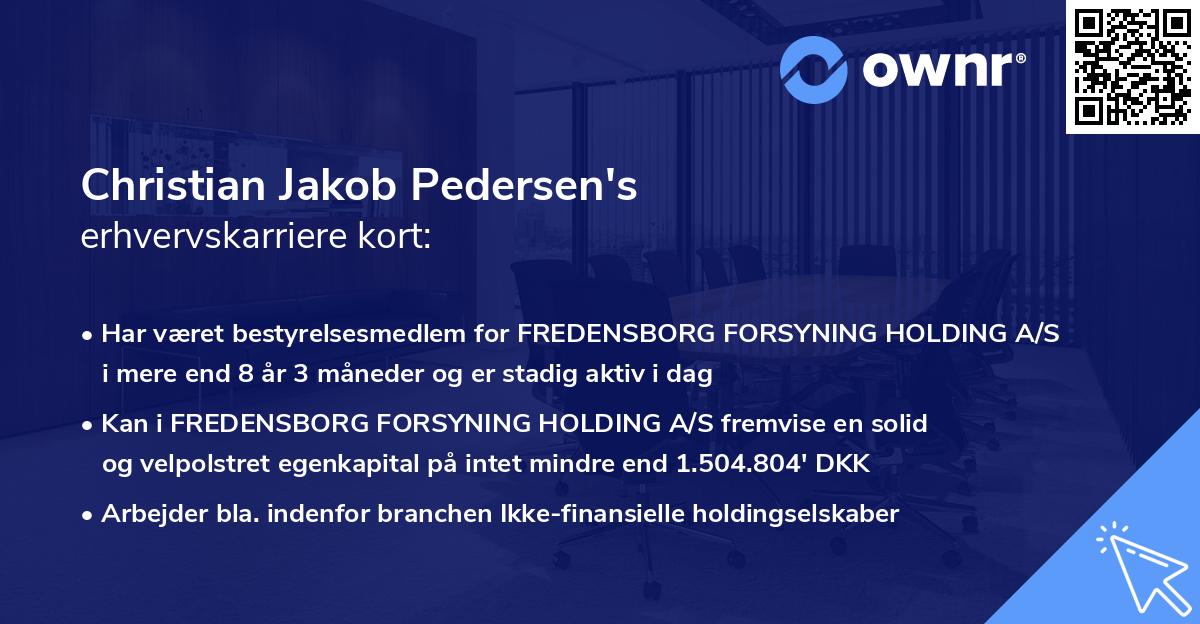 Christian Jakob Pedersen's erhvervskarriere kort