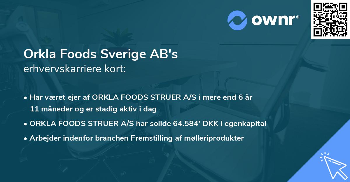 Orkla Foods Sverige AB's erhvervskarriere kort