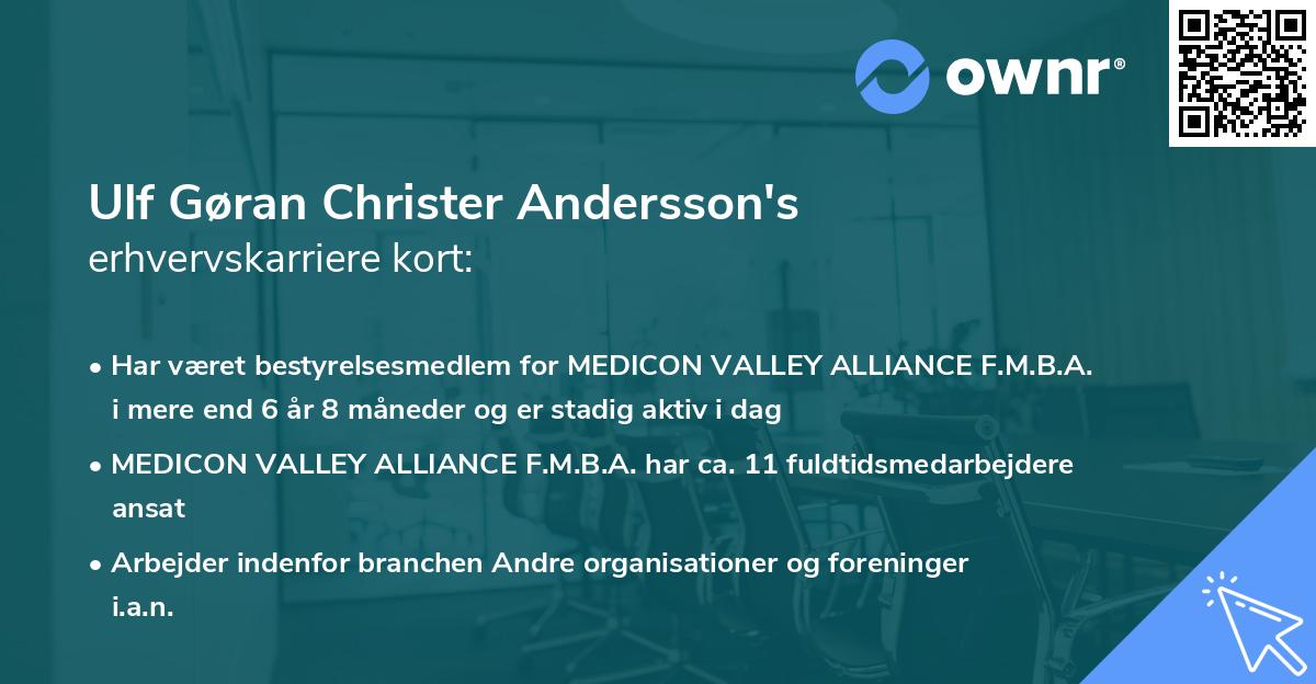 Ulf Gøran Christer Andersson's erhvervskarriere kort