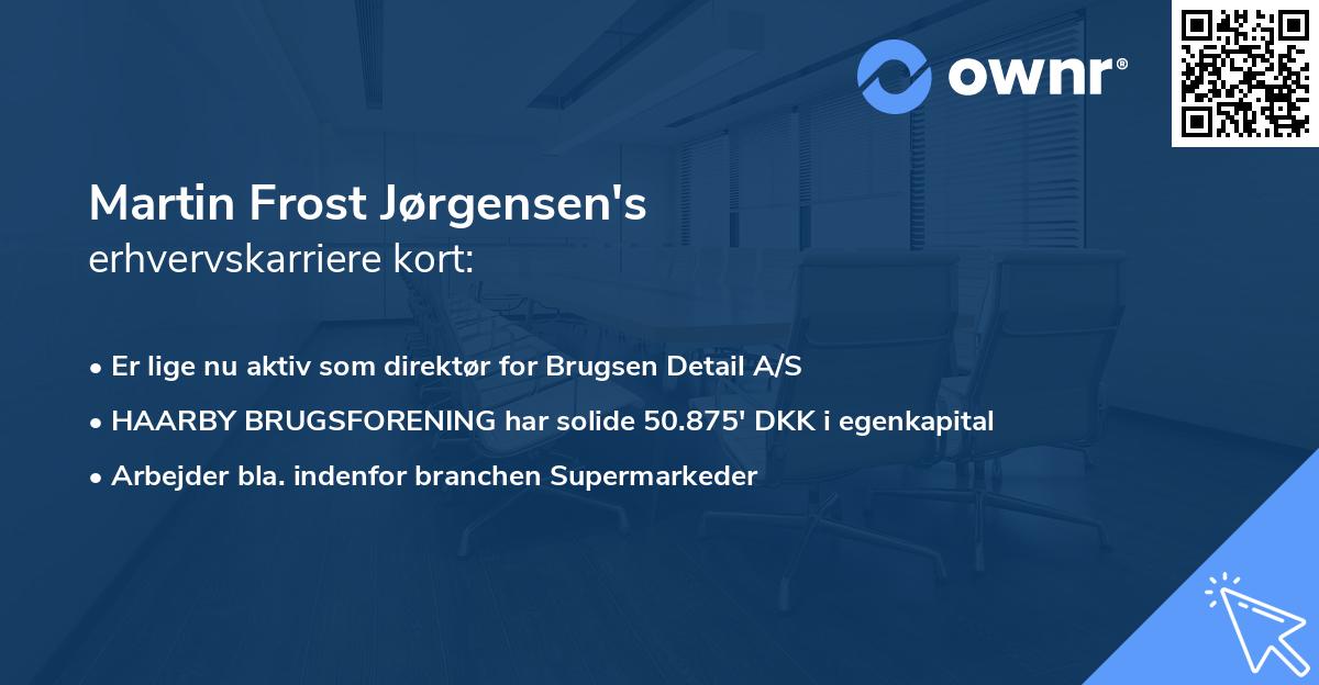 Martin Frost Jørgensen's erhvervskarriere kort