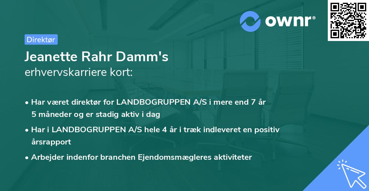 Jeanette Rahr Damm's erhvervskarriere kort