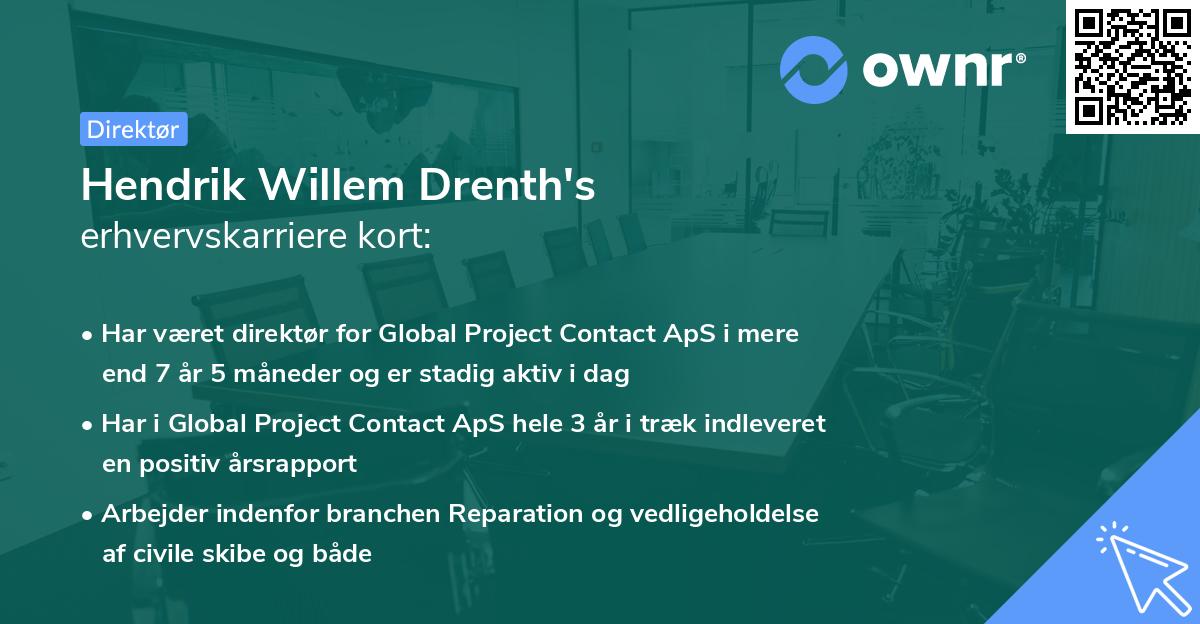 Hendrik Willem Drenth's erhvervskarriere kort