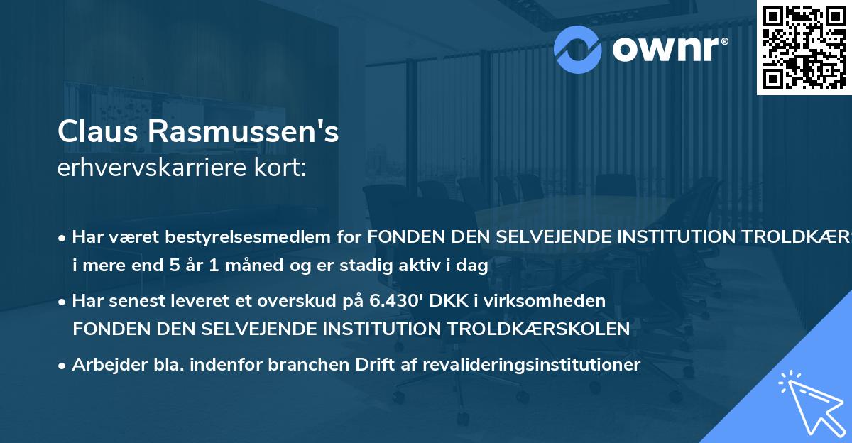 Claus Rasmussen's erhvervskarriere kort