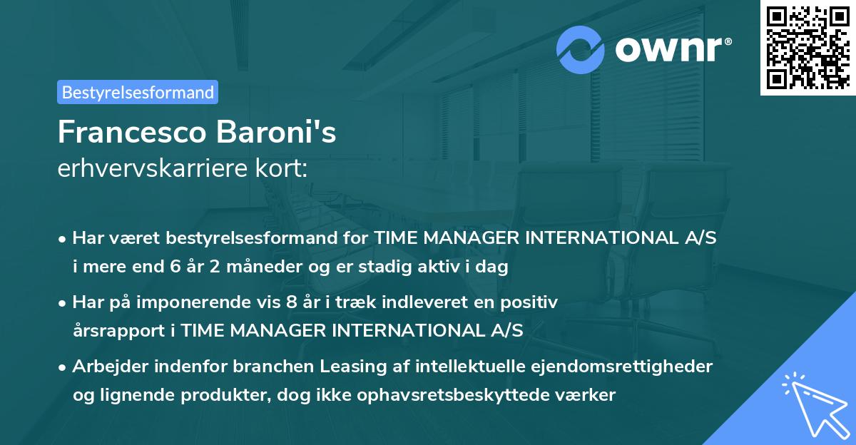 Francesco Baroni's erhvervskarriere kort