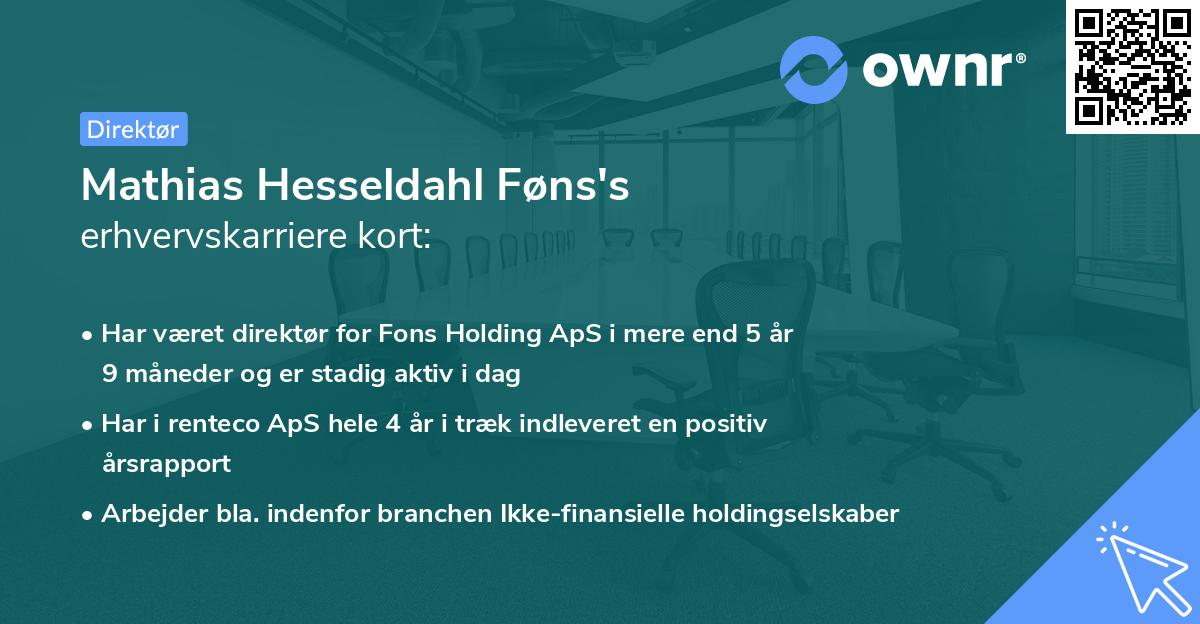 Mathias Hesseldahl Føns's erhvervskarriere kort