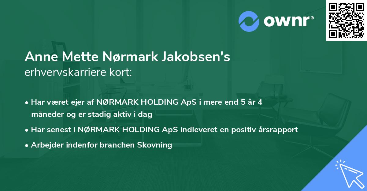 Anne Mette Nørmark Jakobsen's erhvervskarriere kort