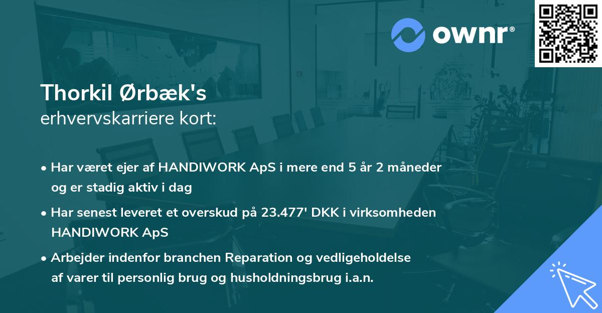 Thorkil Ørbæk's erhvervskarriere kort