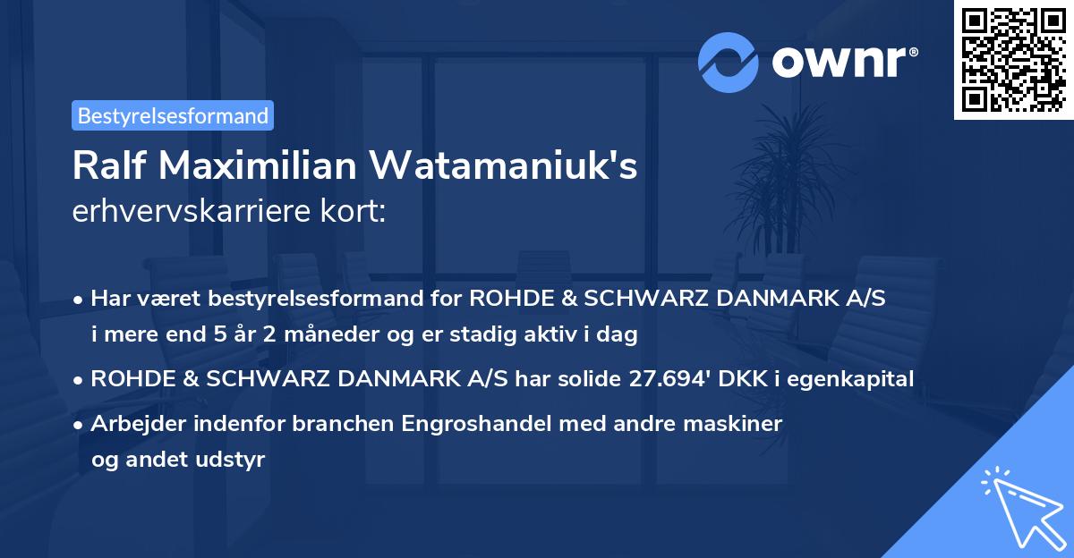 Ralf Maximilian Watamaniuk's erhvervskarriere kort