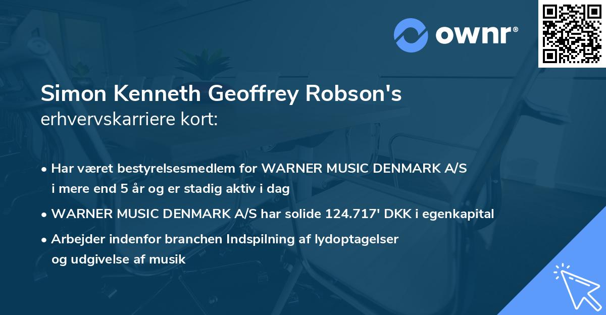 Simon Kenneth Geoffrey Robson's erhvervskarriere kort