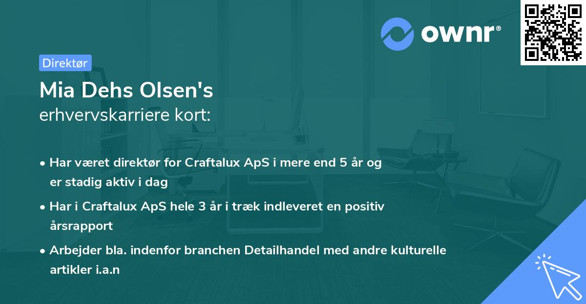 Mia Dehs Olsen's erhvervskarriere kort