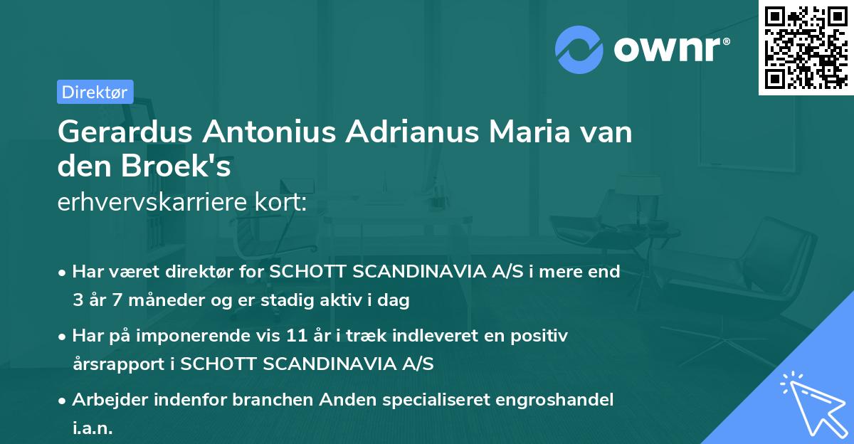 Gerardus Antonius Adrianus Maria van den Broek's erhvervskarriere kort