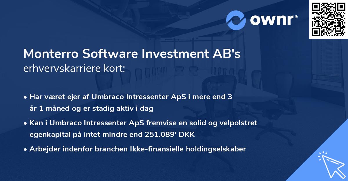 Monterro Software Investment AB's erhvervskarriere kort