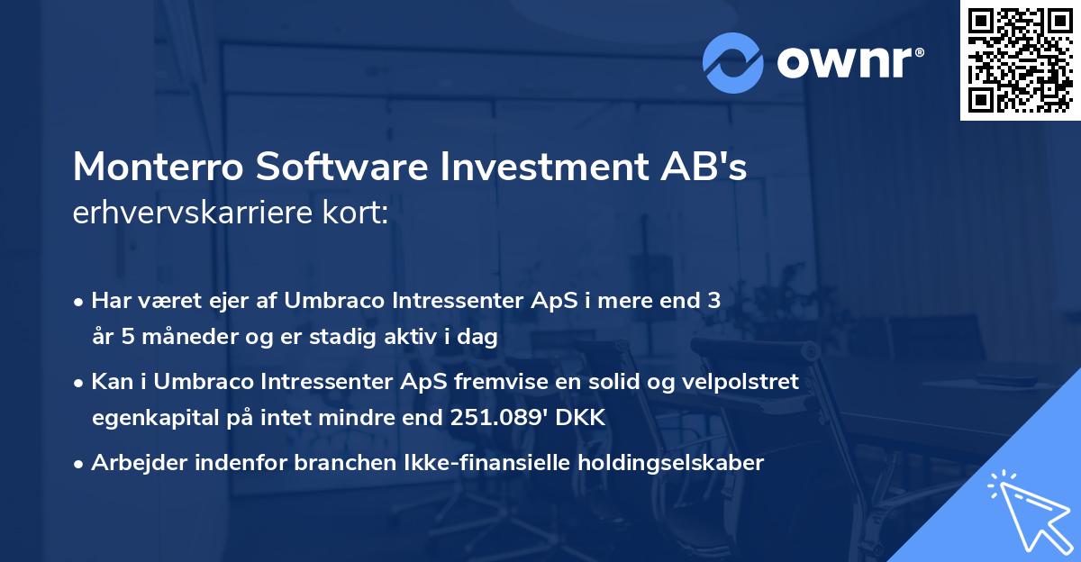 Monterro Software Investment AB's erhvervskarriere kort