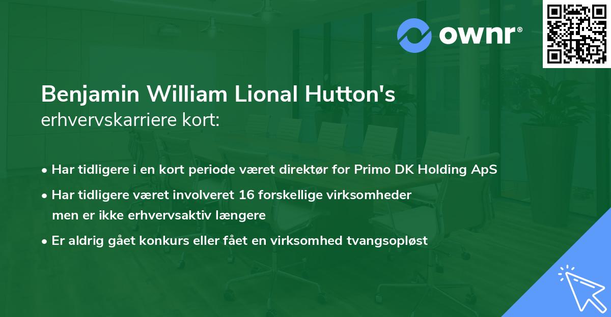 Benjamin William Lional Hutton's erhvervskarriere kort