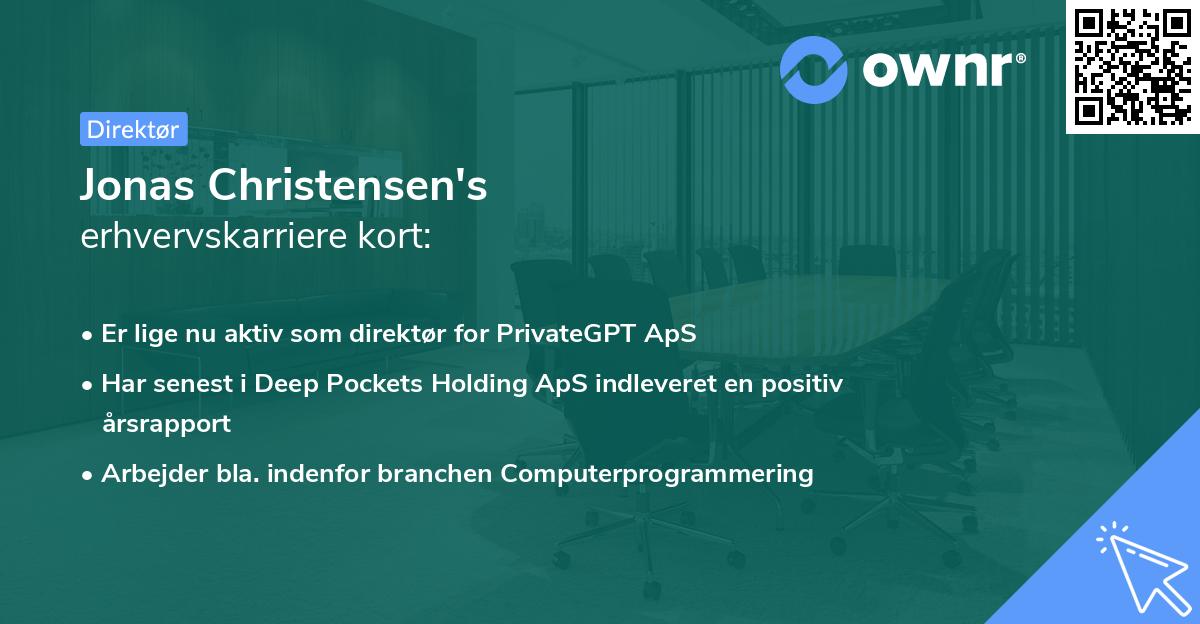 Jonas Christensen's erhvervskarriere kort