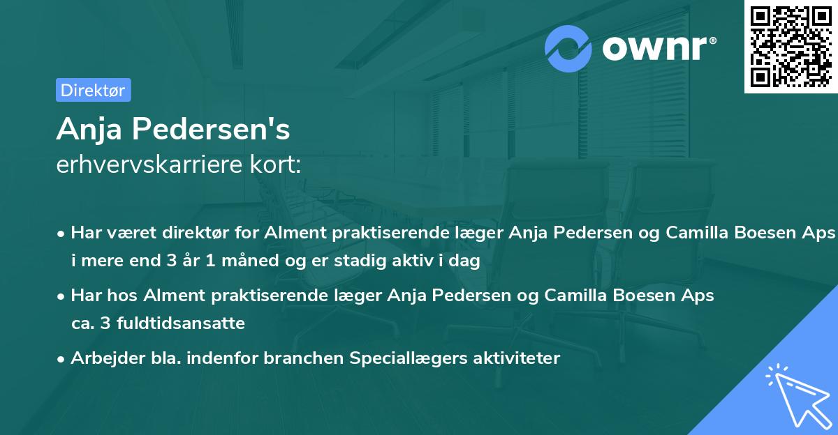 Anja Pedersen's erhvervskarriere kort