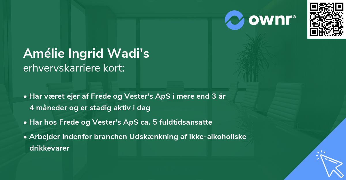 Amélie Ingrid Wadi's erhvervskarriere kort
