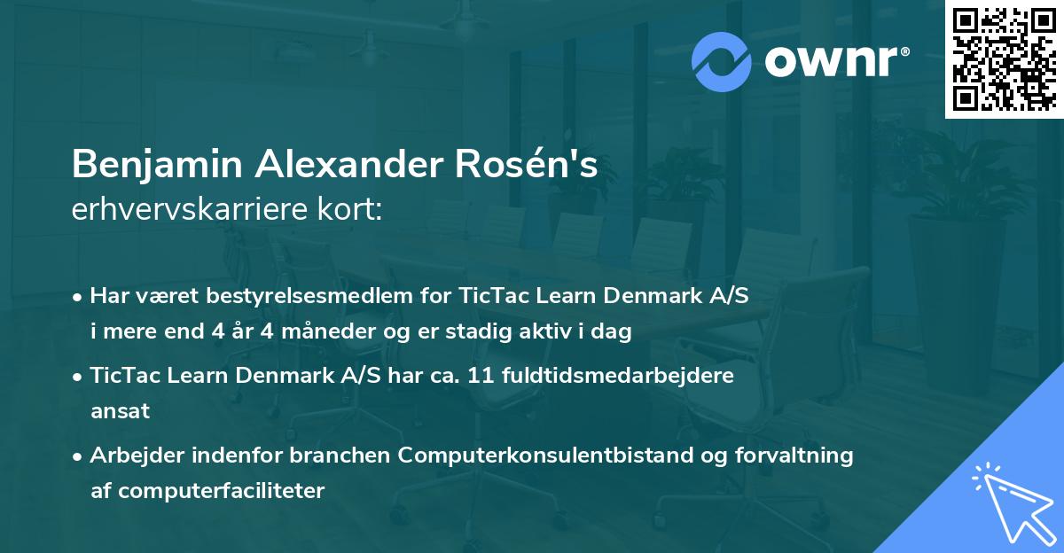 Benjamin Alexander Rosén's erhvervskarriere kort