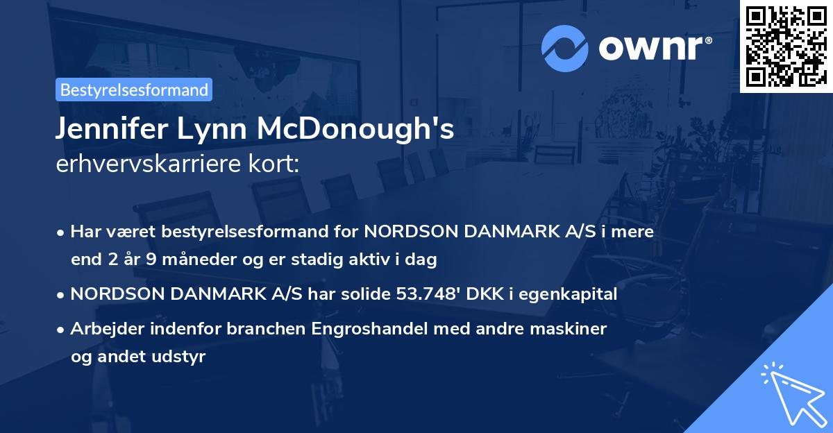 Jennifer Lynn McDonough's erhvervskarriere kort