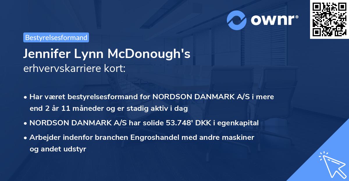 Jennifer Lynn McDonough's erhvervskarriere kort