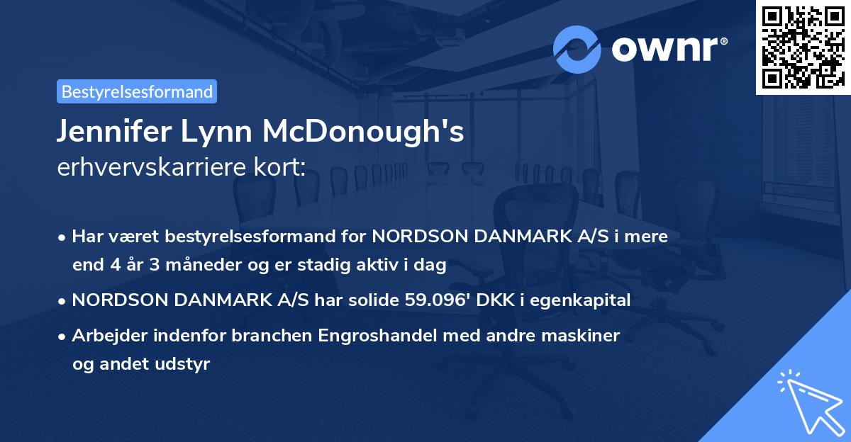 Jennifer Lynn McDonough's erhvervskarriere kort
