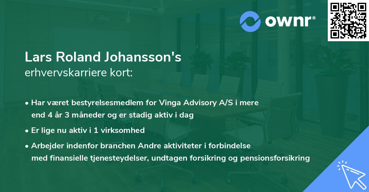 Lars Roland Johansson's erhvervskarriere kort