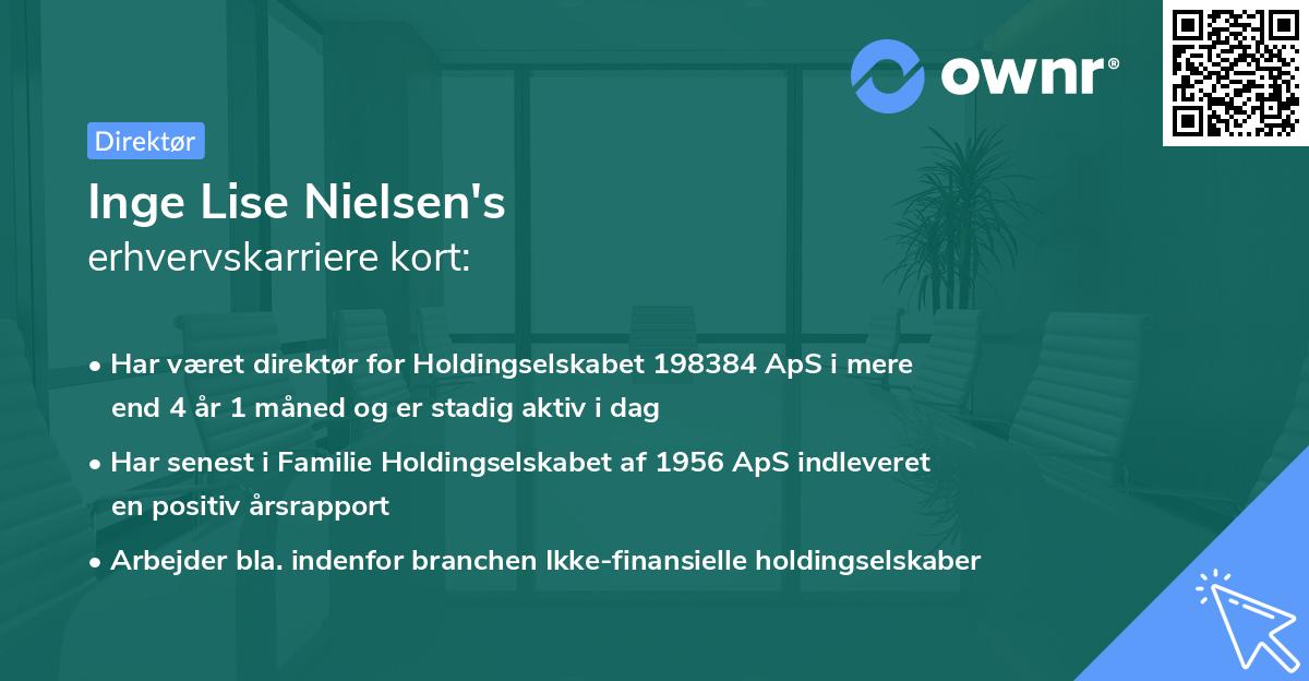 Inge Lise Nielsen's erhvervskarriere kort