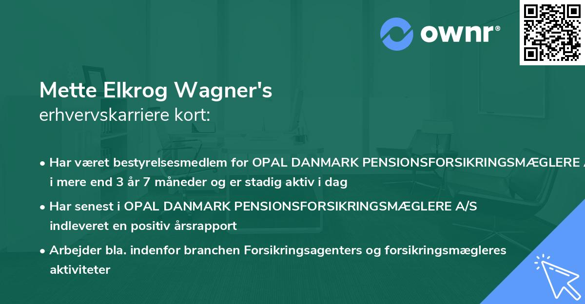 Mette Elkrog Wagner's erhvervskarriere kort