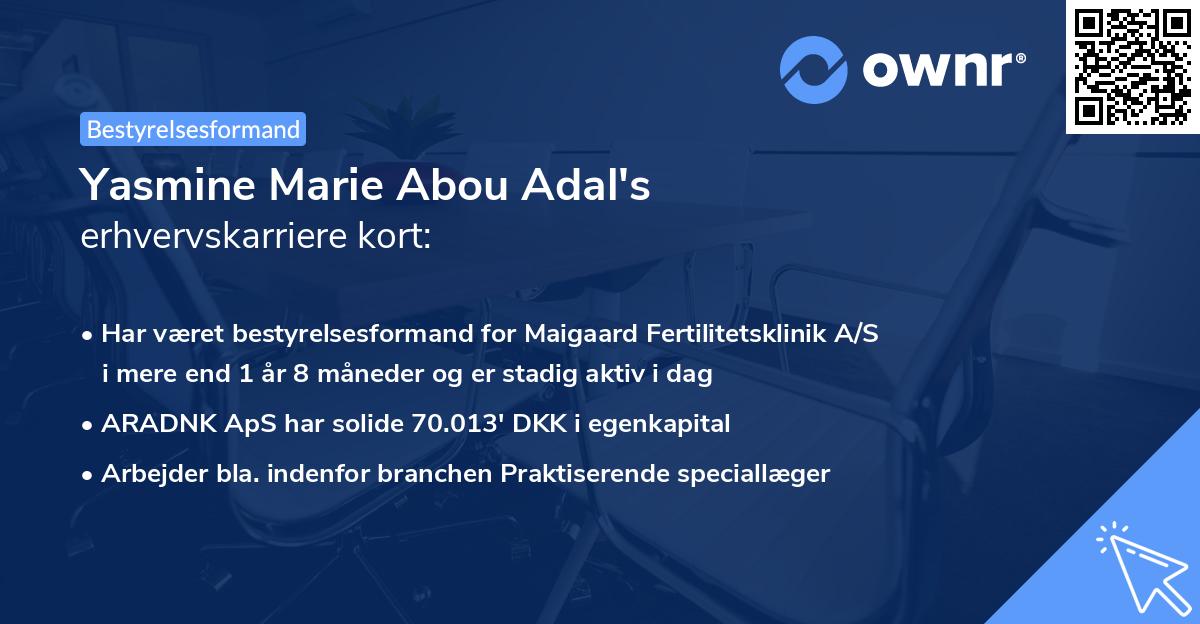 Yasmine Marie Abou Adal's erhvervskarriere kort