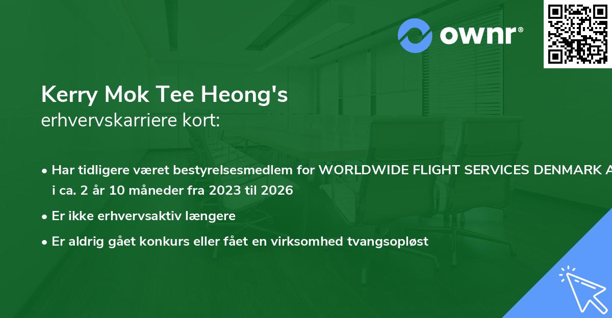 Kerry Mok Tee Heong's erhvervskarriere kort