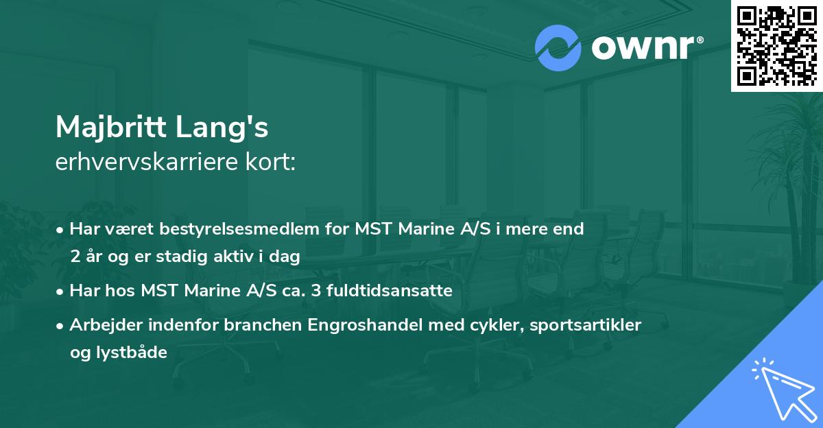 Majbritt Lang's erhvervskarriere kort