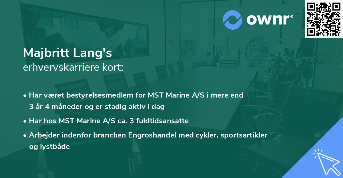 Majbritt Lang's erhvervskarriere kort