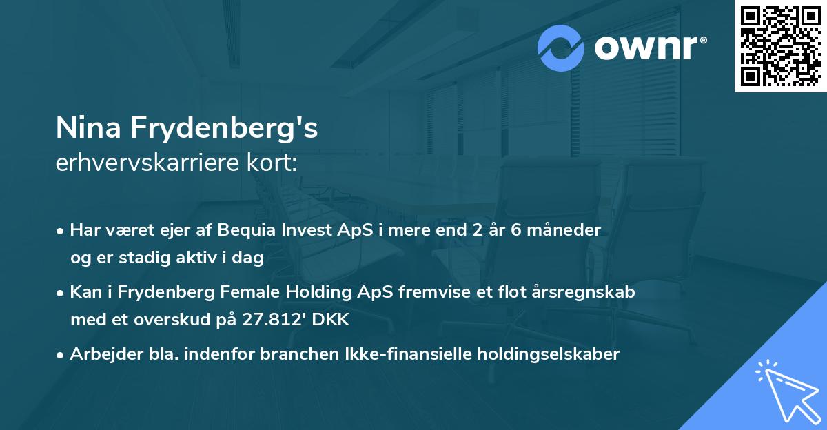 Nina Frydenberg's erhvervskarriere kort