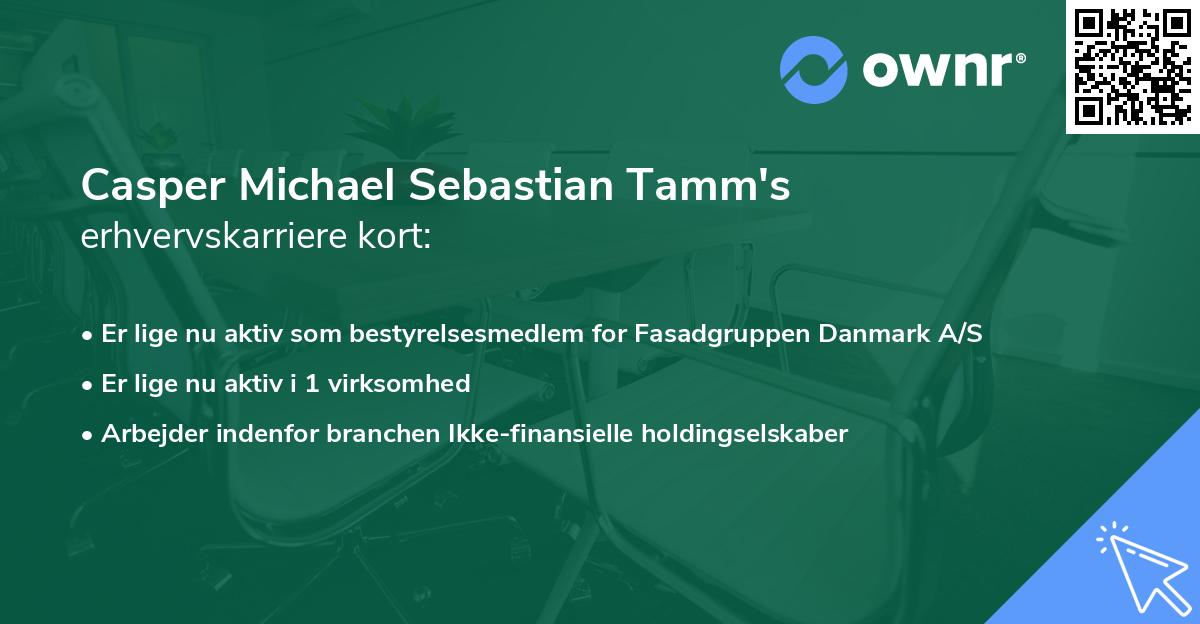 Casper Michael Sebastian Tamm's erhvervskarriere kort