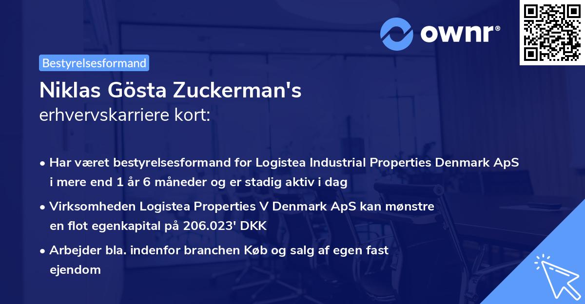Niklas Gösta Zuckerman's erhvervskarriere kort