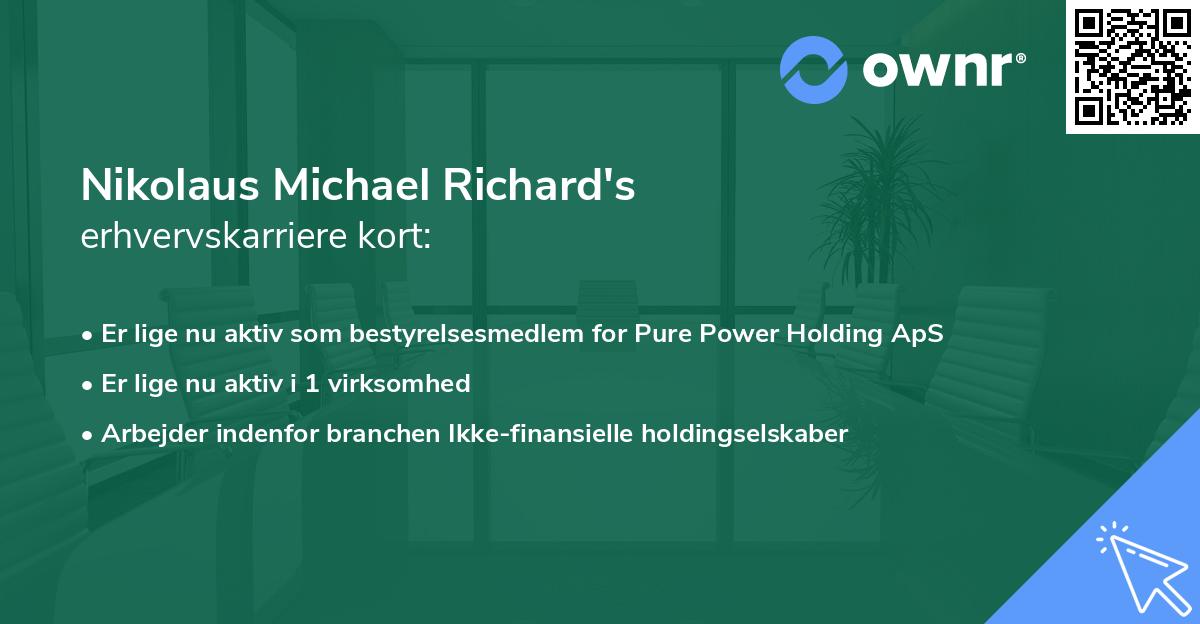 Nikolaus Michael Richard's erhvervskarriere kort