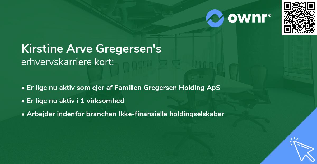 Kirstine Arve Gregersen's erhvervskarriere kort