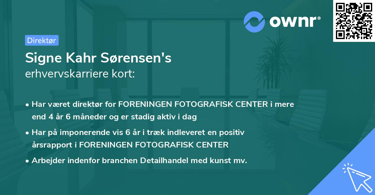 Signe Kahr Sørensen's erhvervskarriere kort