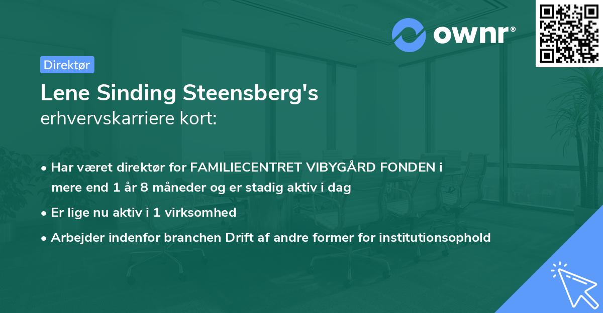 Lene Sinding Steensberg's erhvervskarriere kort