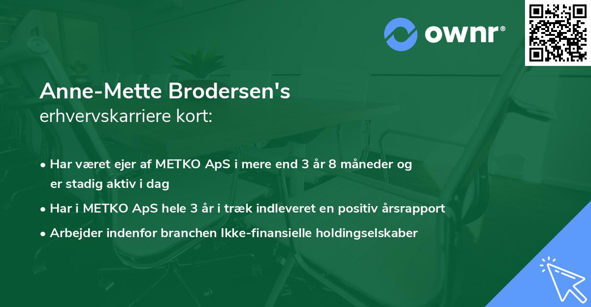 Anne-Mette Brodersen's erhvervskarriere kort