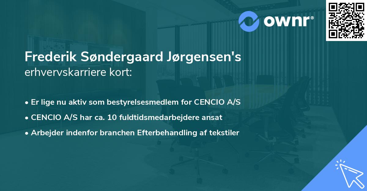 Frederik Søndergaard Jørgensen's erhvervskarriere kort