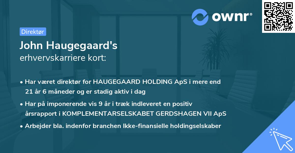John Haugegaard's erhvervskarriere kort